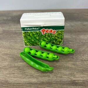 Fisher Price Fun With Food Peas Box With Two Peas In Pods & One Empty Pod 1987